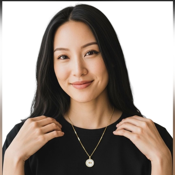 Gold Coin Medallion Necklace White Enamel Gold Bow Pendant Coquette Girl Preppy - Picture 8 of 8